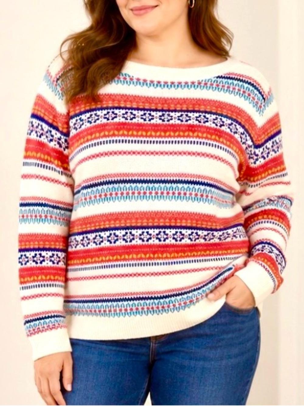 Talbots Lambswool Winter Fair Isle Sweater XL NWOT